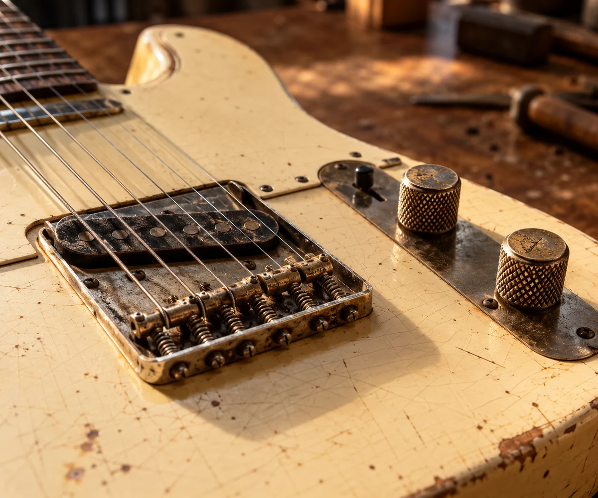 Electric guitar bridge and controls